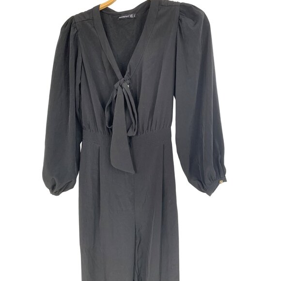 Atmosphere Black Jumpsuit Size 2 US XS Polyester V-Neck Long Sleeve RZ10400 - Picture 13 of 14